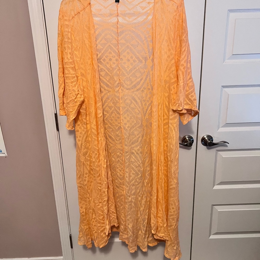 Torrid 3x/4x peach lace duster cardigan